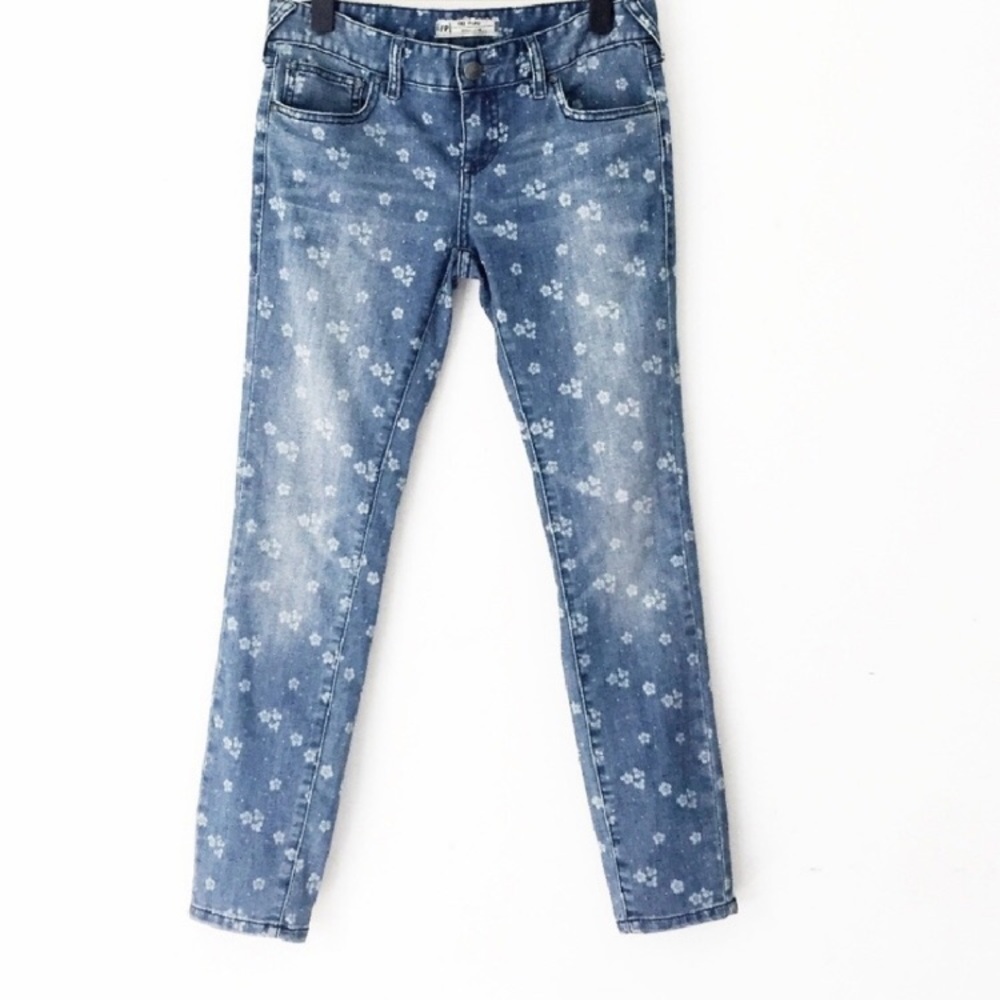 Free People Floral Denim Skinny Jeans